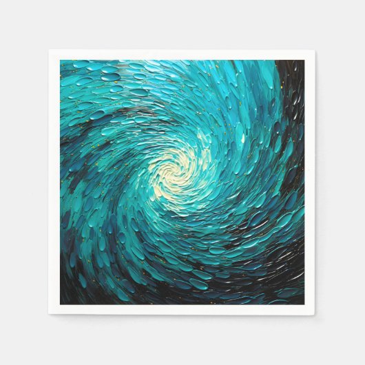 Turquoise Oceaanwerveling Abstract Servet (Voorkant)