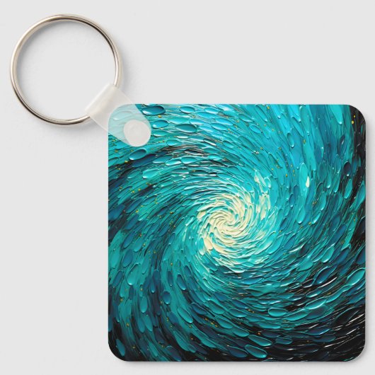 Turquoise Oceaanwerveling Abstract Sleutelhanger (Voorkant)