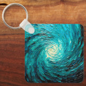 Turquoise Oceaanwerveling Abstract Sleutelhanger (Voorkant)