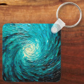 Turquoise Oceaanwerveling Abstract Sleutelhanger (Achterkant)