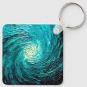 Turquoise Oceaanwerveling Abstract Sleutelhanger (Achterkant)