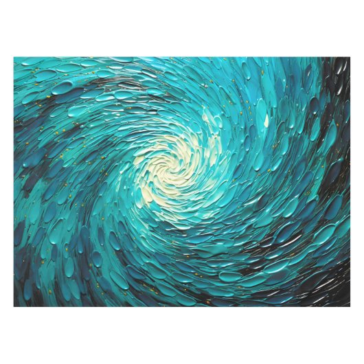 Turquoise Oceaanwerveling Abstract Tafelkleed (Voorkant (Horizontaal))
