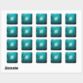 Turquoise Oceaanwerveling Abstract Vierkante Sticker (Vel)