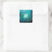 Turquoise Oceaanwerveling Abstract Vierkante Sticker (Tas)