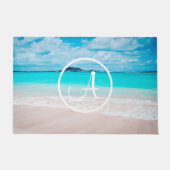 Turquoise oceaanzandy strand foto aangepast monogr deurmat (Voorkant)