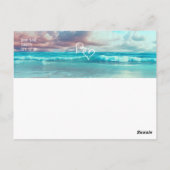 Turquoise Ocean Beach Hart Bruiloft Save the Date Briefkaart (Achterkant)