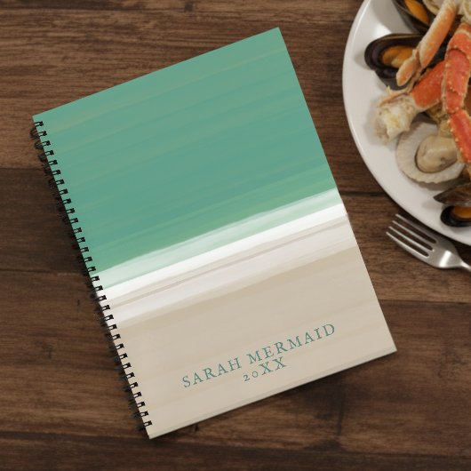 Turquoise Ocean Beach Naam Modern Recept Notitieboek