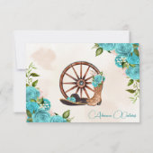 Turquoise Ocean Blue Charro Westerne Quinceanera RSVP Kaartje (Achterkant)