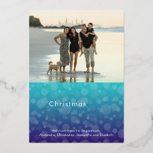 Turquoise Ocean Bubbles Merry kerstfoto Folie Feestdagenkaart