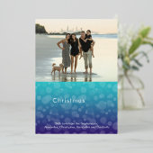 Turquoise Ocean Bubbles Merry kerstfoto Folie Feestdagenkaart (Staand Voorkant)