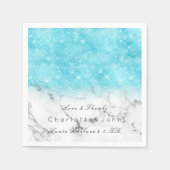 Turquoise Ocean Glitter Marble White Bridal Girly Servet (Voorkant)