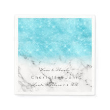 Turquoise Ocean Glitter Marble White Bridal Girly