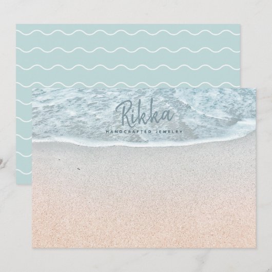 Turquoise Ocean Sandy Beach Handgemaakte Sieraden Notitiekaartje (Voorkant / Achterkant)