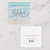 Turquoise Ocean Sandy Beach Handgemaakte Sieraden Vierkante Visitekaartje (Voorkant / Achterkant)