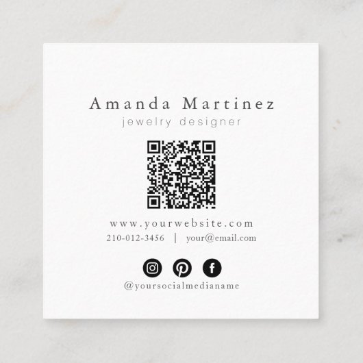 Turquoise Ocean Sandy Beach Handmade Jewelry QR Vierkante Visitekaartje (Achterkant)