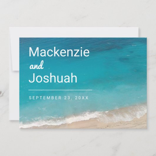 Turquoise Ocean Verloving Photo Beach Wedding Save The Date (Voorkant)