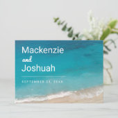 Turquoise Ocean Verloving Photo Beach Wedding Save The Date (Staand voorkant)