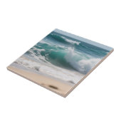 Turquoise Ocean Wave Crashing Shore Tegeltje (Zijkant)