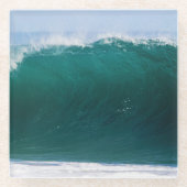 Turquoise Ocean Wave Glazen Onderzetter (Voorkant)