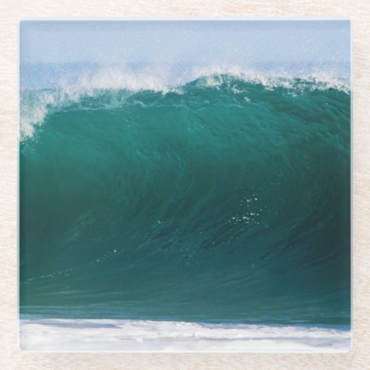 Turquoise Ocean Wave Glazen Onderzetter (Voorkant)