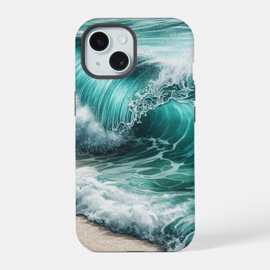 Turquoise Ocean Wave iPhone 15 Case (Achterkant)