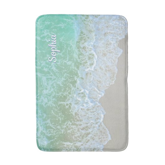 Turquoise Ocean Wave, Personalize Name of Monogram Badmat (Voorkant Verticaal)