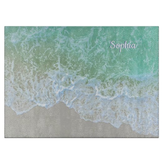 Turquoise Ocean Wave, Personalize Name of Monogram Snijplank (Voorkant)