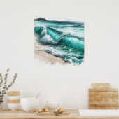 Turquoise Ocean Wave Poster (Keuken)