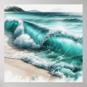 Turquoise Ocean Wave Poster (Voorkant)