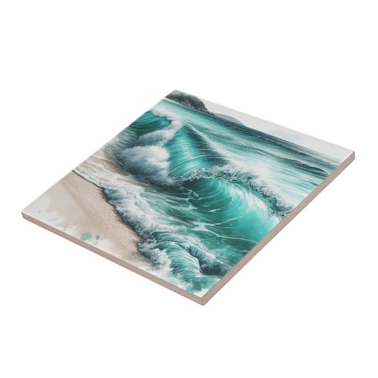 Turquoise Ocean Wave Tegeltje (Zijkant)