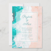 Turquoise Ocean Waves Beach Tropical Wedding Kaart (Voorkant)