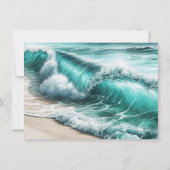 Turquoise Ocean Waves Bruiloft Save the Date (Achterkant)