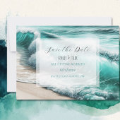 Turquoise Ocean Waves Bruiloft Save the Date
