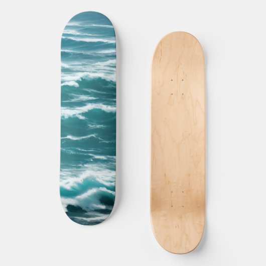 Turquoise Ocean Waves Choppy Surf Persoonlijk Skateboard (Voorkant)