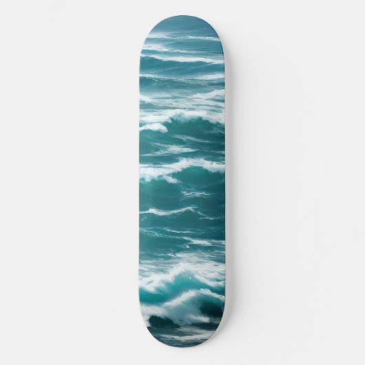 Turquoise Ocean Waves Choppy Surf Persoonlijk Skateboard (Voorkant)
