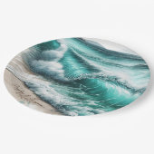 Turquoise Ocean Waves Gepersonaliseerde bruiloft Papieren Bordje (Gekanteld)