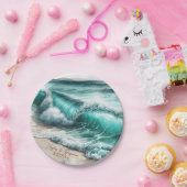 Turquoise Ocean Waves Gepersonaliseerde bruiloft Papieren Bordje (Feest)