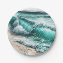 Turquoise Ocean Waves Gepersonaliseerde bruiloft