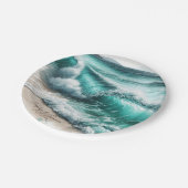 Turquoise Ocean Waves Gepersonaliseerde bruiloft Papieren Bordje (Gekanteld)