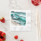 Turquoise Ocean Waves Gepersonaliseerde bruiloft Servet (Insitu)