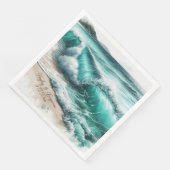 Turquoise Ocean Waves Gepersonaliseerde bruiloft Servet (Hoek)