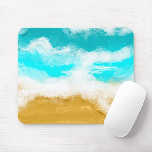 Turquoise Ocean Waves Hitting the Sand Muismat (Met muis)