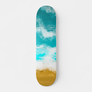 Turquoise Ocean Waves Hitting the Sand Persoonlijk Skateboard