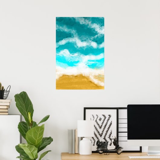 Turquoise Ocean Waves Seaside kust Poster (Thuiskantoor)