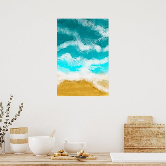 Turquoise Ocean Waves Seaside kust Poster (Keuken)