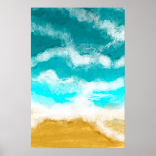 Turquoise Ocean Waves Seaside kust Poster