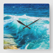 Turquoise Ocean Waves Vierkante Klok (Voorkant)