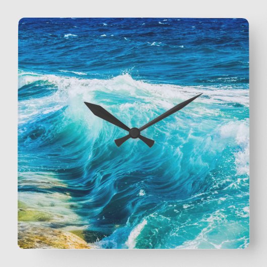 Turquoise Ocean Waves Vierkante Klok (Voorkant)