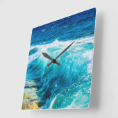 Turquoise Ocean Waves Vierkante Klok (Hoek)