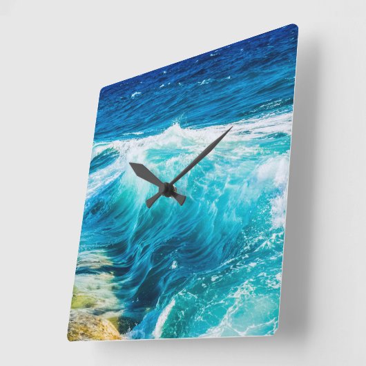 Turquoise Ocean Waves Vierkante Klok (Hoek)